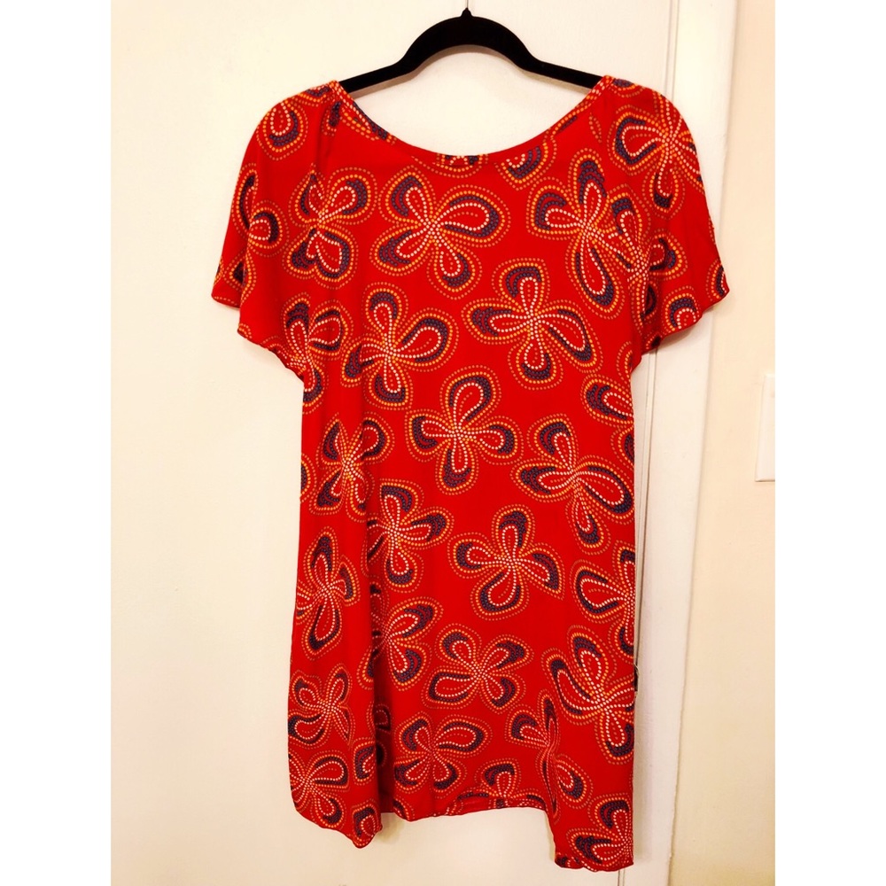DEJAVU RED PRINT BACKLESS DRESS